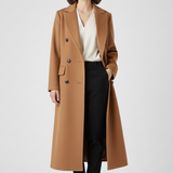 Double-Breasted Longline Trench Coat with Notched Lapel