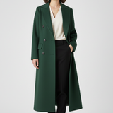 Double-Breasted Longline Trench Coat with Notched Lapel