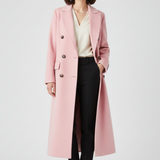 Double-Breasted Longline Trench Coat with Notched Lapel