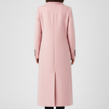 Double-Breasted Longline Trench Coat with Notched Lapel