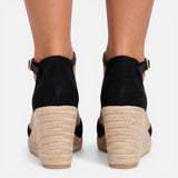 Espadrille Wedge Sandals with Ankle Strap and Closed Toe