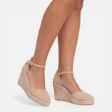Espadrille Wedge Sandals with Ankle Strap and Closed Toe