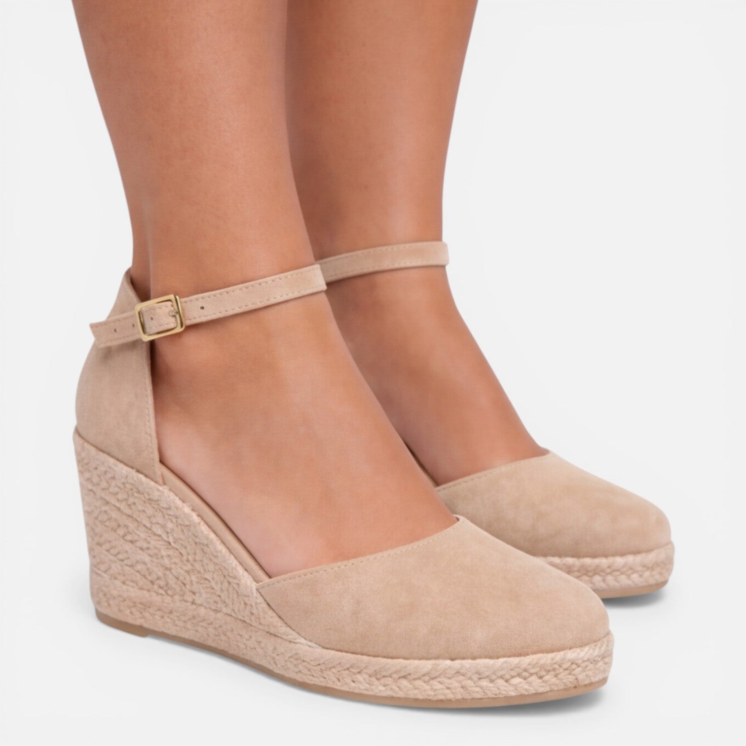 Espadrille Wedge Sandals with Ankle Strap and Closed Toe