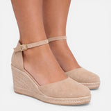 Espadrille Wedge Sandals with Ankle Strap and Closed Toe