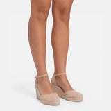 Espadrille Wedge Sandals with Ankle Strap and Closed Toe