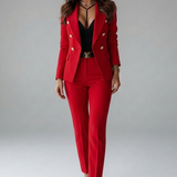 Two-Piece Blazer Set with Double-Breasted Jacket