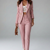 Two-Piece Blazer Set with Double-Breasted Jacket