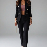 Two-Piece Blazer Set with Double-Breasted Jacket