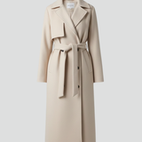 Double-Breasted Long Trench Coat with Belt