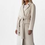 Double-Breasted Long Trench Coat with Belt