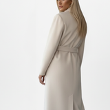 Double-Breasted Long Trench Coat with Belt