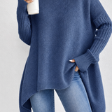 Oversized Turtleneck Sweater with Ribbed Sleeve