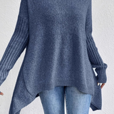 Oversized Turtleneck Sweater with Ribbed Sleeve