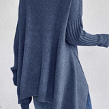 Oversized Turtleneck Sweater with Ribbed Sleeve