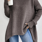 Oversized Turtleneck Sweater with Ribbed Sleeve