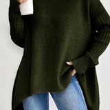 Oversized Turtleneck Sweater with Ribbed Sleeve