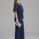 Layered Top with Straight-Leg Pants Set
