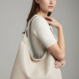 Faux Leather Hobo Bag with Wide Shoulder Strap