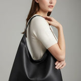 Faux Leather Hobo Bag with Wide Shoulder Strap