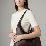 Faux Leather Hobo Bag with Wide Shoulder Strap