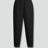 Tapered Linen Trousers with Elastic Waist