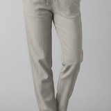 Tapered Linen Trousers with Elastic Waist