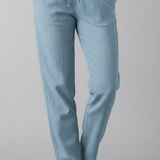 Tapered Linen Trousers with Elastic Waist