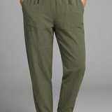 Tapered Linen Trousers with Elastic Waist