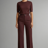 High-Waisted Straight-Leg Trousers with Button Front