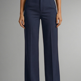 High-Waisted Straight-Leg Trousers with Button Front