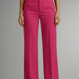 High-Waisted Straight-Leg Trousers with Button Front