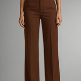 High-Waisted Straight-Leg Trousers with Button Front