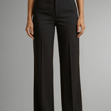 High-Waisted Straight-Leg Trousers with Button Front