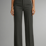 High-Waisted Straight-Leg Trousers with Button Front