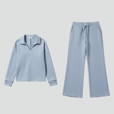 Wide-Leg Drawstring Two-Piece Set with Collared Top