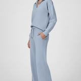 Wide-Leg Drawstring Two-Piece Set with Collared Top