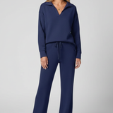 Wide-Leg Drawstring Two-Piece Set with Collared Top