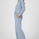 Wide-Leg Drawstring Two-Piece Set with Collared Top