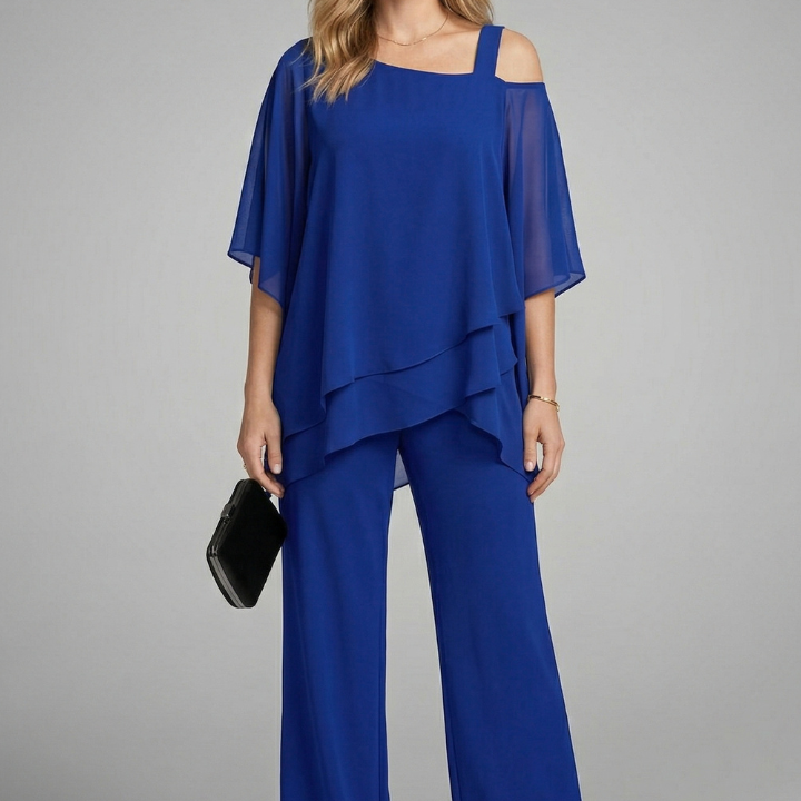 Off-Shoulder Top and Wide-Leg Pants Set