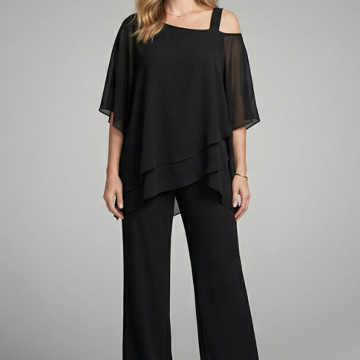 Off-Shoulder Top and Wide-Leg Pants Set