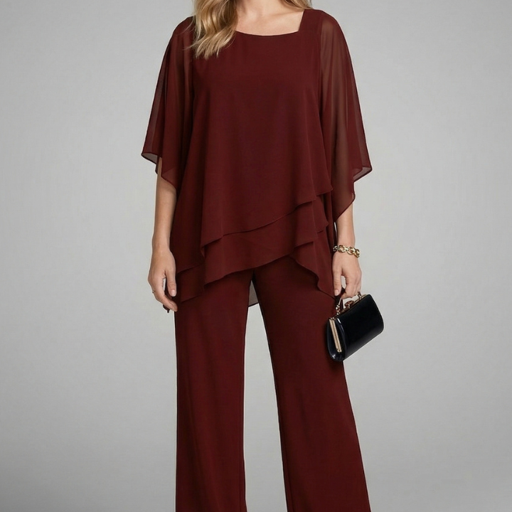 Off-Shoulder Top and Wide-Leg Pants Set