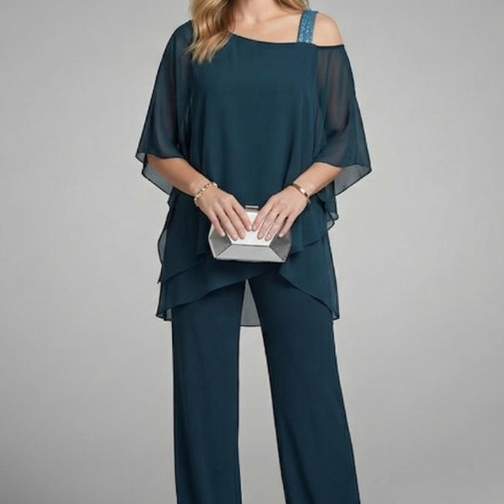 Off-Shoulder Top and Wide-Leg Pants Set