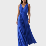 Wrap Maxi Dress with Flared Skirt and Tie Waist