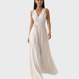 Wrap Maxi Dress with Flared Skirt and Tie Waist