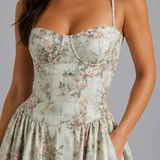 Corset Midi Dress with Sweetheart Neckline and Spaghetti Straps