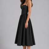 Corset Midi Dress with Sweetheart Neckline and Spaghetti Straps