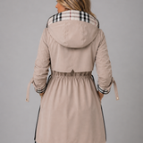 Hooded Long Jacket with Drawstring Waist and Zip Front