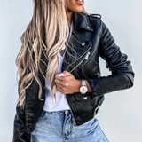 Belted Moto Jacket with Asymmetric Zip and Pockets