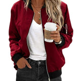 Bomber Jacket with Zip Front and Ribbed Trim