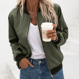 Bomber Jacket with Zip Front and Ribbed Trim